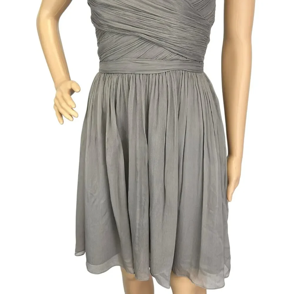 J. Crew Arabelle Dress in Pure Silk Chiffon Graphite Strapless 29286 Size 00